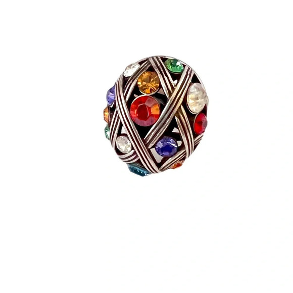 BRIGHTON GRATEFUL HEART SIZE 8 SILVER WITH DELIGHTFUL GEMS - Picture 3 of 5